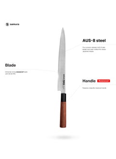 Samura Samura OKINAWA Yanagiba | 10.6"/270 mm | Single-Edged Blade | Rosewood Handle | AUS-8 Stonewash Blade | Precision Cutting | Corrosion Resistant  - Image 2