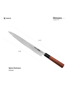 Samura Samura OKINAWA Yanagiba | 10.6"/270 mm | Single-Edged Blade | Rosewood Handle | AUS-8 Stonewash Blade | Precision Cutting | Corrosion Resistant  - Image 4