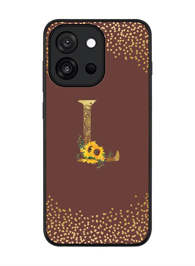 Stylizedd For OnePlus 13s / 13T Case,Slim fit Camera Protection, Shockproof Thin Phone cover  - Custom Floral Monogram - L  (Brown )