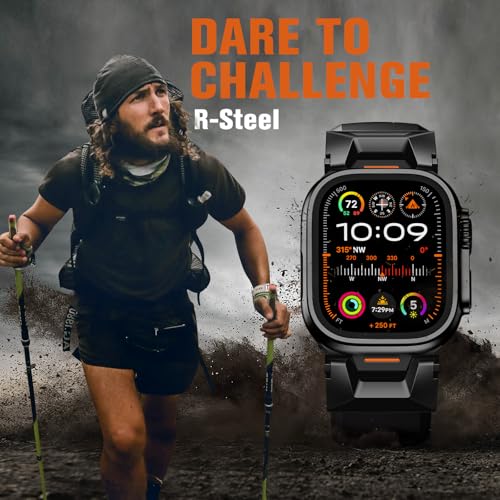 Bandletic Compatible with Apple Watch Ultra 3 / Ultra 2 Band, Soft Rugged FKM Strap for iWatch Bands for Men 49mm, Fit for Apple Watch Series 11/10 46mm, 9/8/7 45mm, SE3/SE2/SE/6/5/4 44mm - Image 2