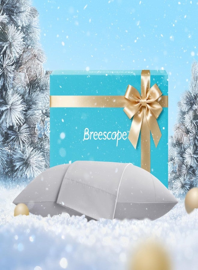 Breescape Cooling Pillow Cases Standard/Queen Size - BlendTek™ Dry & Cool Technology for Hot Sleepers and Night Sweats, 2 Pack Soft & Smooth Pillowcases for Hair & Skin Care, 20" x 30", Misty Gray - Image 1