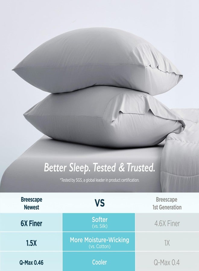 Breescape Cooling Pillow Cases Standard/Queen Size - BlendTek™ Dry & Cool Technology for Hot Sleepers and Night Sweats, 2 Pack Soft & Smooth Pillowcases for Hair & Skin Care, 20" x 30", Misty Gray - Image 4