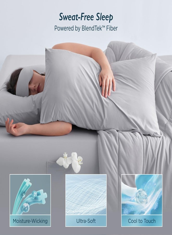 Breescape Cooling Pillow Cases Standard/Queen Size - BlendTek™ Dry & Cool Technology for Hot Sleepers and Night Sweats, 2 Pack Soft & Smooth Pillowcases for Hair & Skin Care, 20" x 30", Misty Gray - Image 5