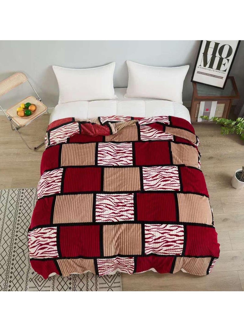 بطانية مخملية ناعمة ومريحة بملمس المنك الناعم ونمط خطوط مخملية، بطانية رمي قابلة للتنفس أثناء السفر  200x230cm