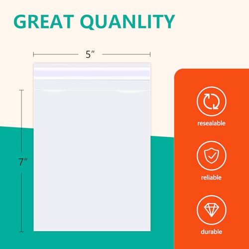 iMailer - 500 Pcs - 5" x 7" Resealable Cellophane Bags- Self Sealing Clear Cello Bags for A2 A4 A6 Cards & Envelopes, Photo, Prints, Candies - Image 2