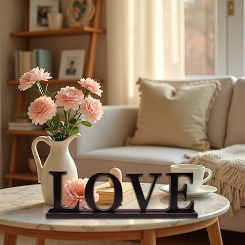 YK Decor Wooden Love Sign Valentine's Day Home Decor, Rustic Creative Style, 16.5x5" Table Top Sign - Image 2
