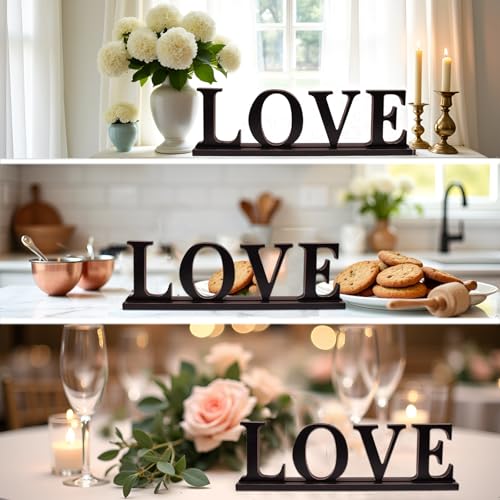 YK Decor Wooden Love Sign Valentine's Day Home Decor, Rustic Creative Style, 16.5x5" Table Top Sign - Image 5