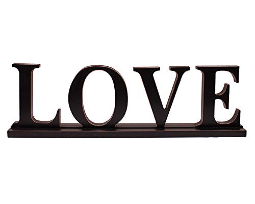YK Decor Wooden Love Sign Valentine's Day Home Decor, Rustic Creative Style, 16.5x5" Table Top Sign - Image 1