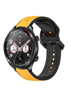 Replacement Strap For Honor Watch Dream 22mm Convex Loop Two-Color Silicone Watch Band Yellow+Black