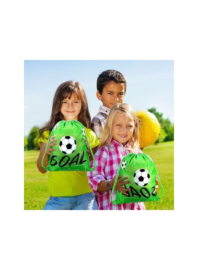 PROMASS 12Pcs Soccer Drawstring Bag Soccer Party Favor Backpack Bags Sports Football Treat Bags Gift for Team Soccer Theme Birthday Soccer World Cup backpack with drawstring shoulder bag, One Size - Image 2