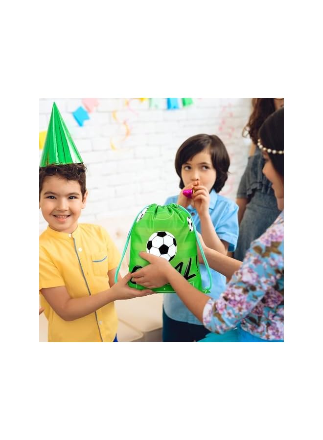 PROMASS 12Pcs Soccer Drawstring Bag Soccer Party Favor Backpack Bags Sports Football Treat Bags Gift for Team Soccer Theme Birthday Soccer World Cup backpack with drawstring shoulder bag, One Size - Image 3