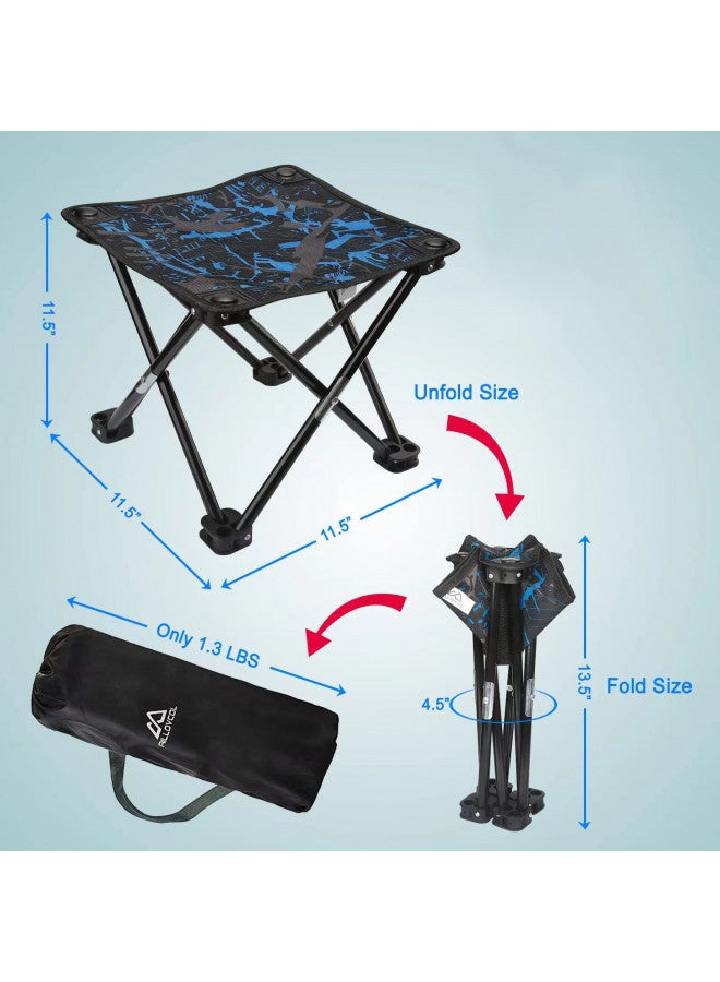 AILLOVCOL Camping Stool Portable Folding Stool Portable Chair Mini Foldable Stool Fishing Stool for Adults Fishing Hiking Gardening and Beach with Carry Bag(Camouflage) (Blue) - Image 2