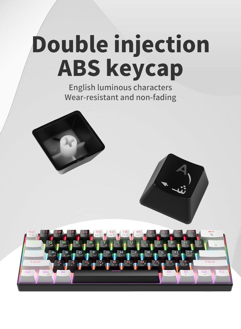 El-csele Mechanical Gaming Keyboard 61-Key Arabic-English Red Switch Type-C Wired Anti-Ghosting Dual Mode for Office Gaming Everyday Use Middle East Edition - Image 4