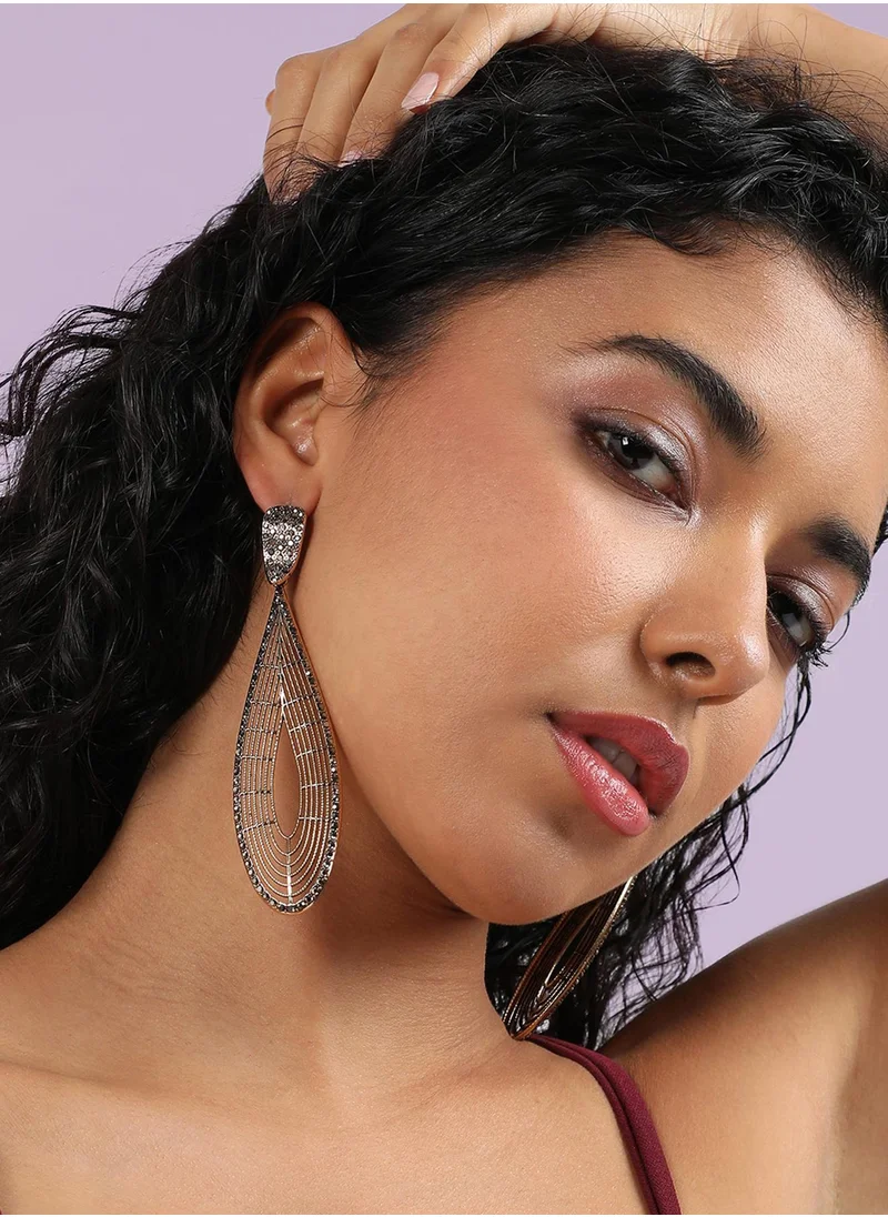 SOHI Maxi Lined Teardrop Drop Earrings