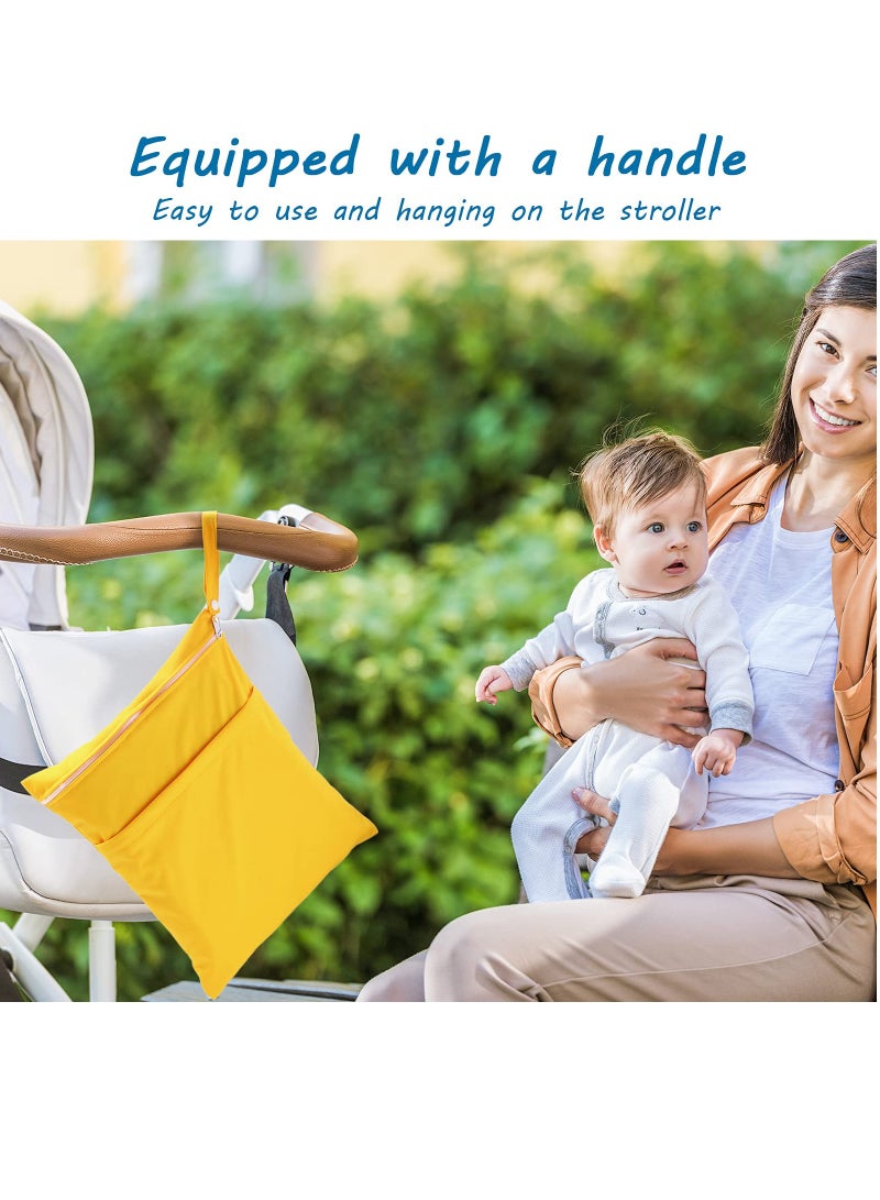 Excefore Wet Dry Bag for Baby Cloth Diapers Waterproof Wet Bag Washable Travel Bag Reusable Cloth Diaper Bag Toddler Swim Wet Bag for Travel Beach Pool 2 Pieces - Image 2