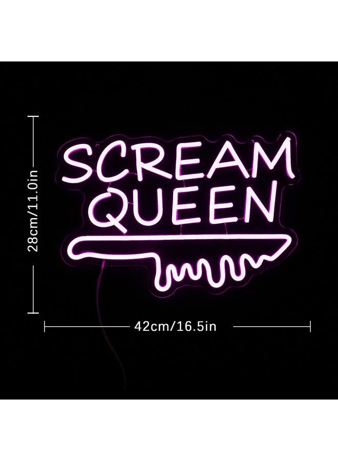 LULANMP Scream Queen Neon Sign for Wall Decor Dimmable Neon Knife Sign for Teen Girl Room Pink LED Letter Neon Sign Y2k Aesthetic Room Dorm Art Wall Decor (16.5''*11'') - Image 3