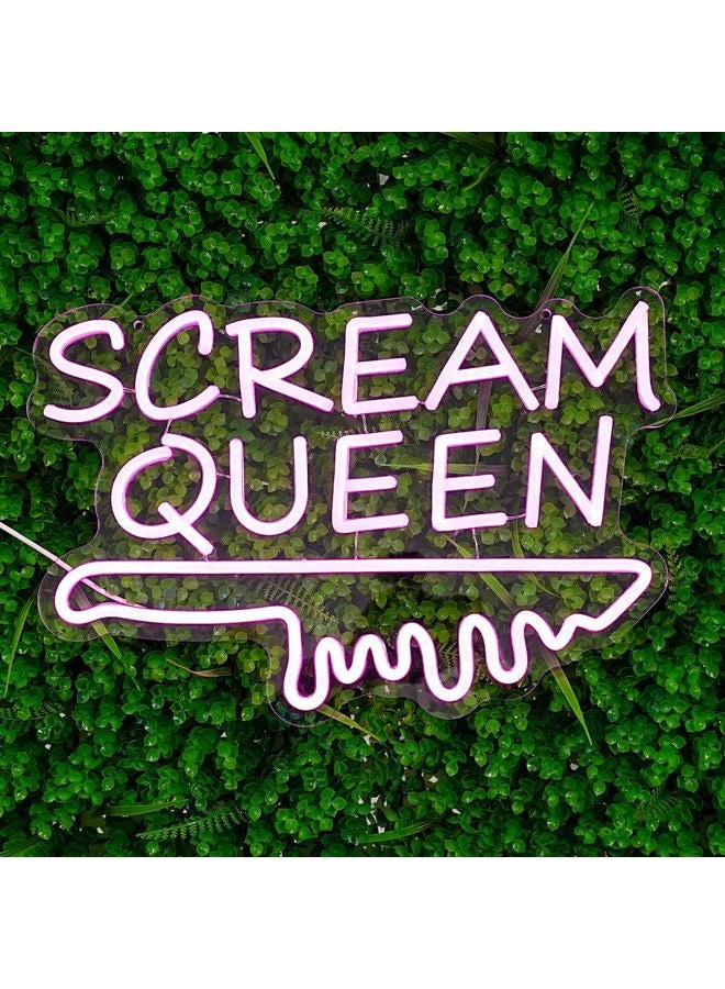 LULANMP Scream Queen Neon Sign for Wall Decor Dimmable Neon Knife Sign for Teen Girl Room Pink LED Letter Neon Sign Y2k Aesthetic Room Dorm Art Wall Decor (16.5''*11'') - Image 2
