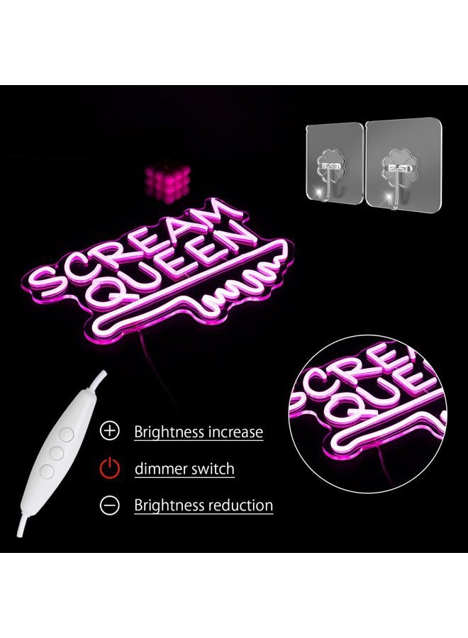 LULANMP Scream Queen Neon Sign for Wall Decor Dimmable Neon Knife Sign for Teen Girl Room Pink LED Letter Neon Sign Y2k Aesthetic Room Dorm Art Wall Decor (16.5''*11'') - Image 5