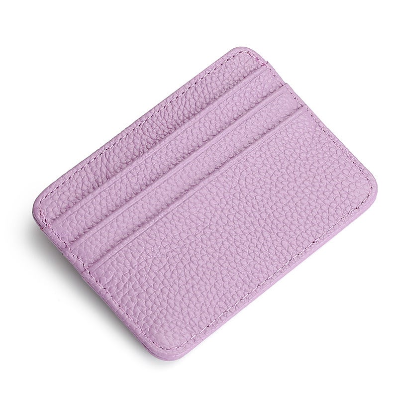 Genuine Leather Card Bag for Men and Women Cross-border Top-layer Cowhide Anti-degaussing Small and Exquisite Card Case ID Card Book Card Bag Purple