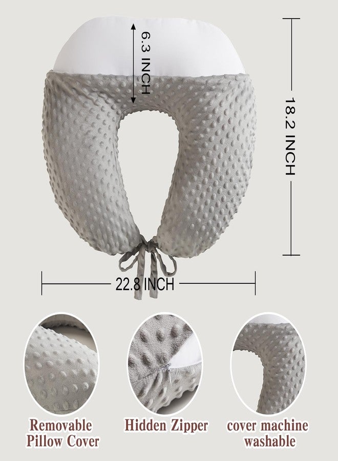 RUSHANPEACE Reading Pillow for Gaming Reading Crochet, U Shaped Arm Support Pillow with Removable Cover Reducing Arching Neck for Adult Reading and Working Sitting on Bed Sofa for Arm Rest (Grey) - Image 5