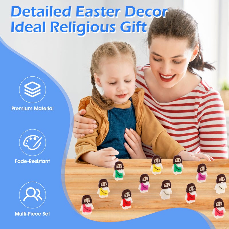 ajabavbd 40PCS Little Jesus Figures, 10 Color Tiny Jesus Figurines in Bulk, Mini Jesus Figure Religious Gifts for Easter Egg Stuffers Fillers, Christian Valentines Gifts for Kids Women Mom (40PCS) - Image 5