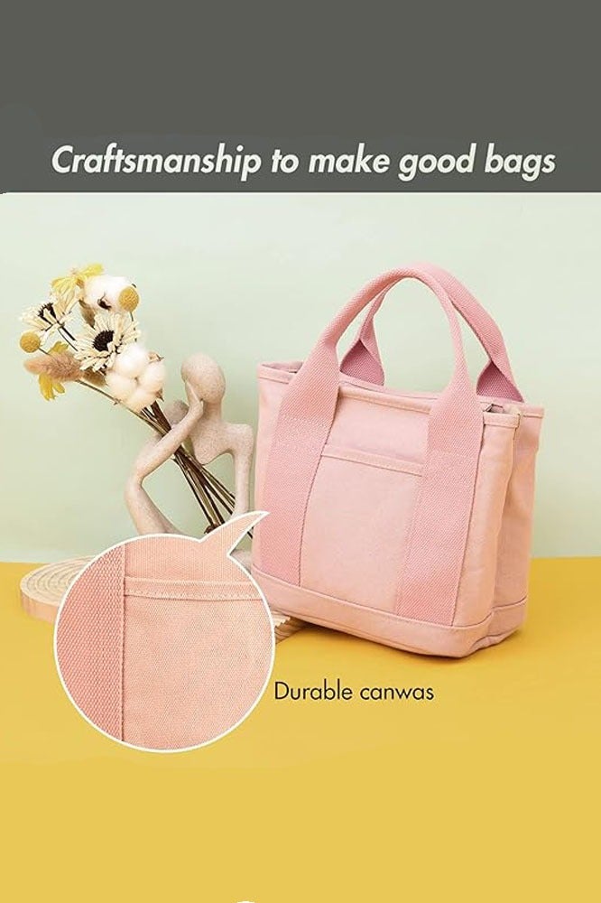 Canvas Tote Bag for Women,Small Totes Bags with Zipper Crossbody Purse with Pockets Large Shoulder Handbag - Image 5
