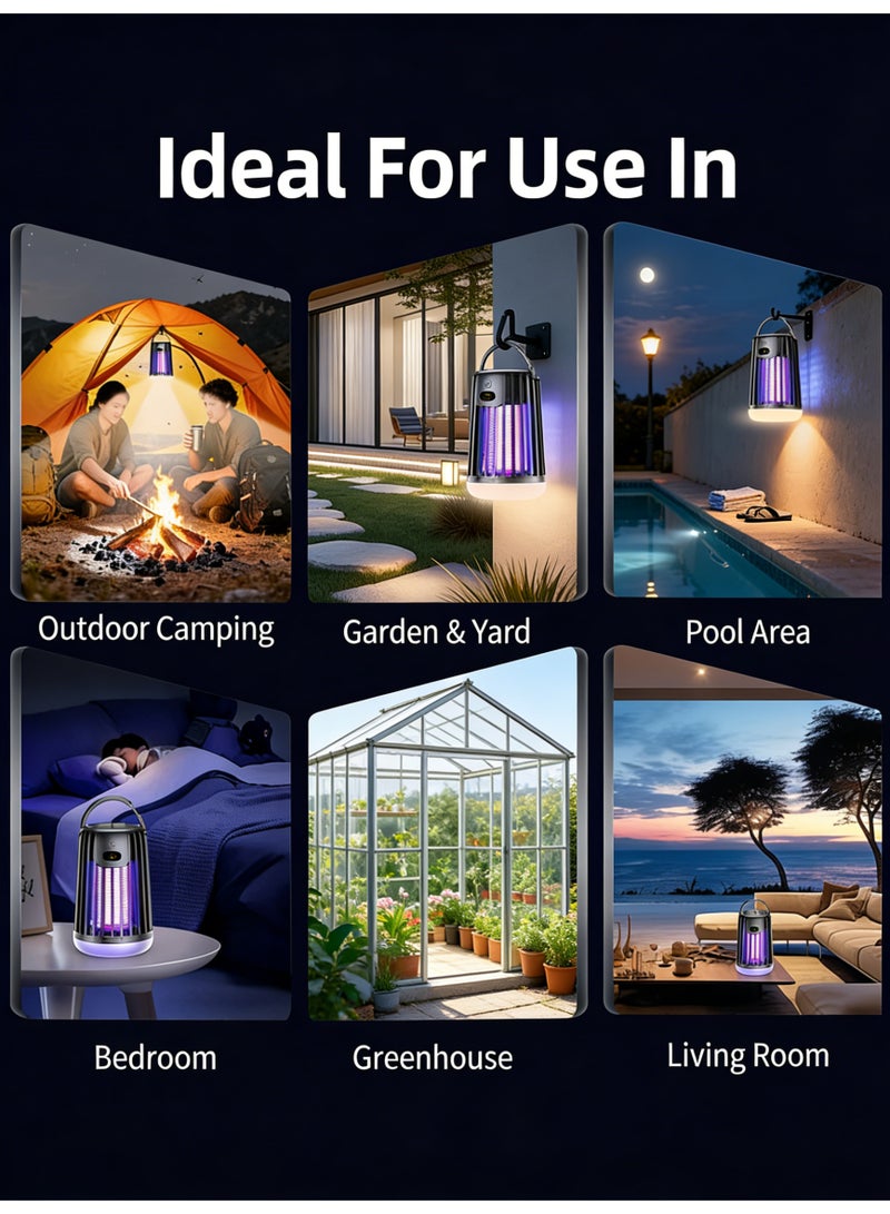 يو ام بي صاعق حشرات كهربائي، قاتل بعوض بالطاقة الشمسية، صاعق ذباب محمول، شحن مزدوج، مقاوم للماء IPX4، مصيدة حشرات بضوء UV، بطارية 2000mAh قابلة لإعادة الشحن، تشغيل صامت، شاشة ذكية، مقبض سهل التعليق، للاستخدام الداخلي والخارجي في الحديقة والتخييم وغرفة النوم - Image 3