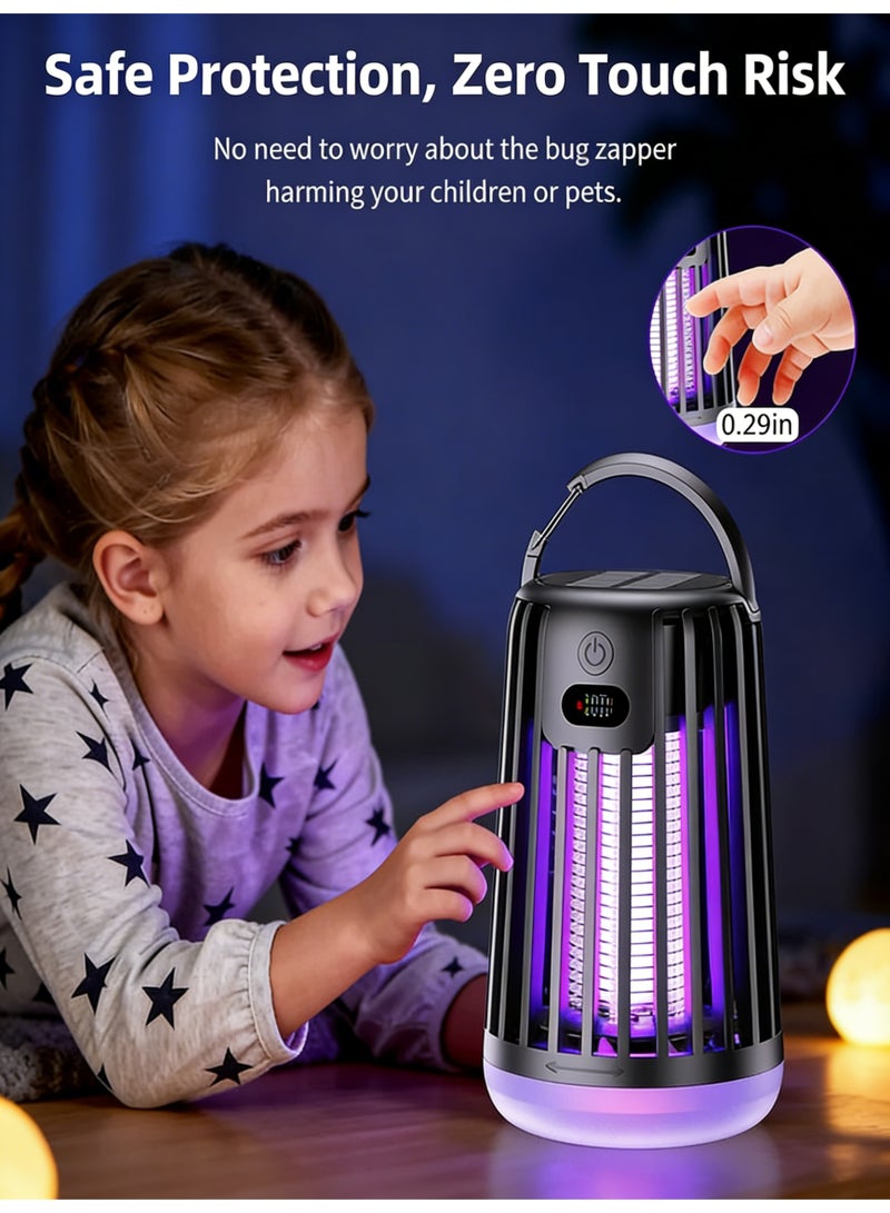 يو ام بي صاعق حشرات كهربائي، قاتل بعوض بالطاقة الشمسية، صاعق ذباب محمول، شحن مزدوج، مقاوم للماء IPX4، مصيدة حشرات بضوء UV، بطارية 2000mAh قابلة لإعادة الشحن، تشغيل صامت، شاشة ذكية، مقبض سهل التعليق، للاستخدام الداخلي والخارجي في الحديقة والتخييم وغرفة النوم - Image 5