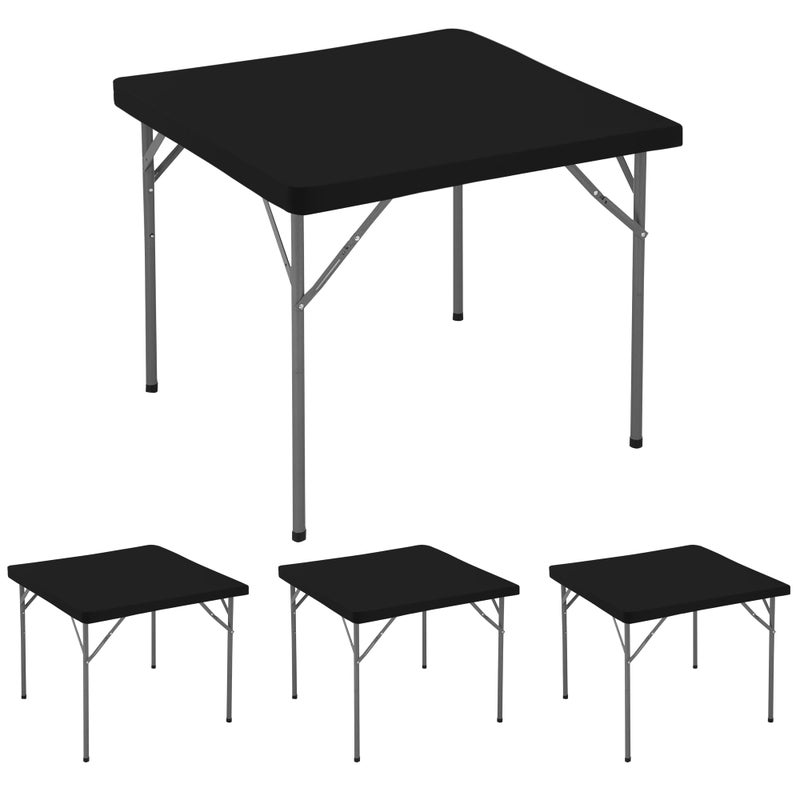 Enjoyidea Fitted Square Tablecloth 36x36 Inch-4 Pack Black Card Table Elastic Spandex Table Clothes-Small Stretch Folding Table Cover Topper Cap for Kitchen Dining Picnic Patio Outdoor Party Tables - Image 1