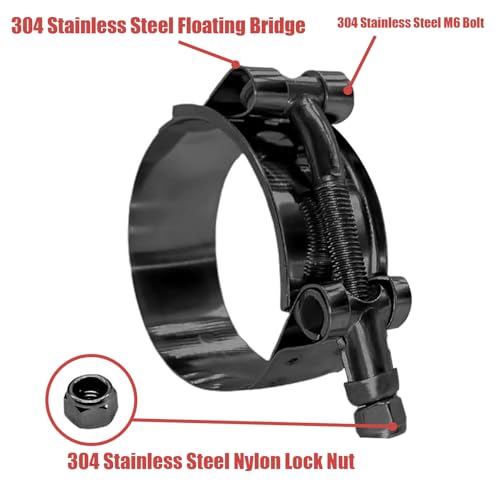 BOTTEN 4 Pack 1.25" Stainless Steel T-Bolt Hose Clamps - Clamp Range 41-46mm for 1.25 Hose ID (Black) - Durable and Reliable Hose Clamps for Secure Connections" - Image 2