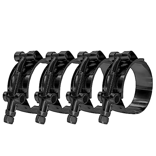 BOTTEN 4 Pack 1.25" Stainless Steel T-Bolt Hose Clamps - Clamp Range 41-46mm for 1.25 Hose ID (Black) - Durable and Reliable Hose Clamps for Secure Connections" - Image 1