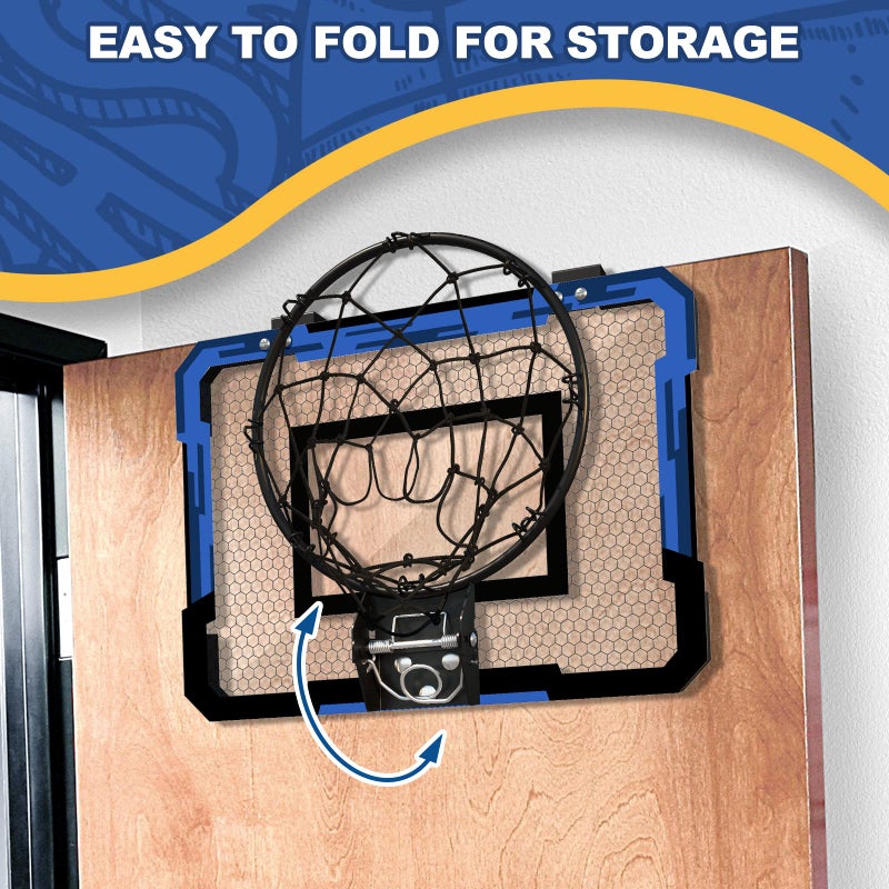QDRAGON Mini Basketball Hoop, Over The Door Indoor, with 3 Balls/Inflator/Breakaway Rim, Basketball Toy Gifts for Kids and Adults, Suit for Bedroom/Office/Outdoor, Blue - Image 3