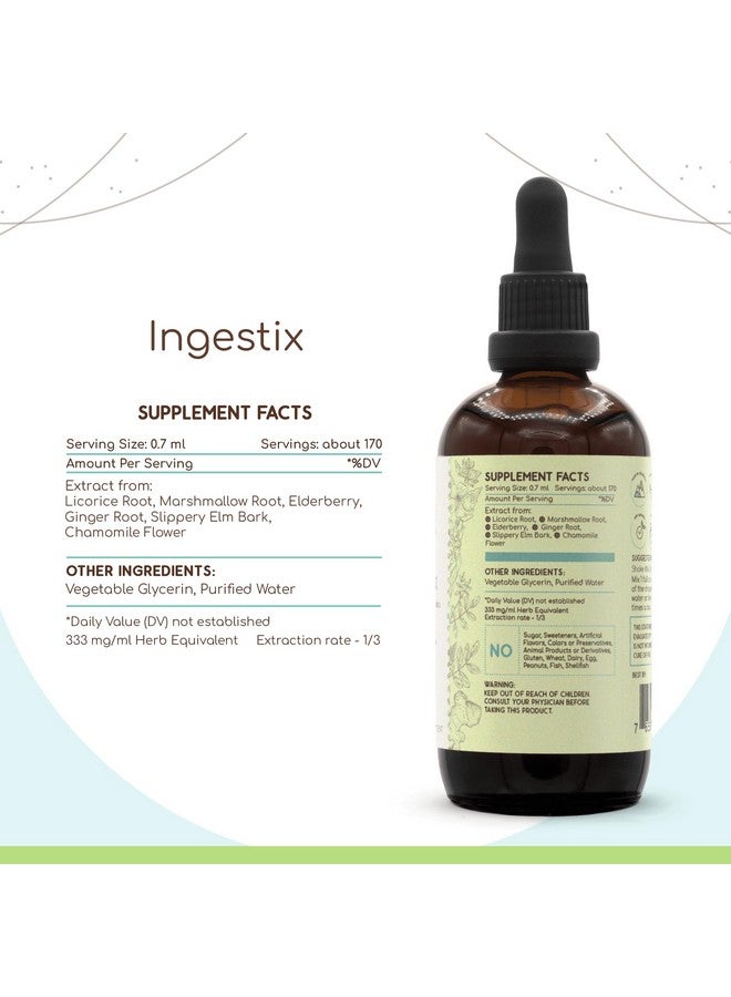 HerbEra Ingestix B120 Alcohol-Free Extract, Concentrated Liquid Drops Natural: Licorice Root, Slippery Elm Bark, Marshmallow Root, Chamomile, Elderberry, Ginger Root. Throat Soothing Formula 4 Fl Oz - Image 4