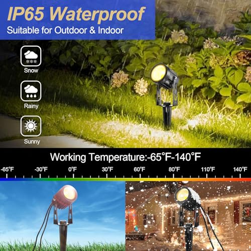 GreenClick Landscape Lighting, 3W 12V Extendable Low Voltage 6 in 1 Landscape Lights with Transformer IP65 Waterproof 1800 Lumen Outdoor Spotlight for Garden Walls Trees Flag Pathway, Warm White - Image 3