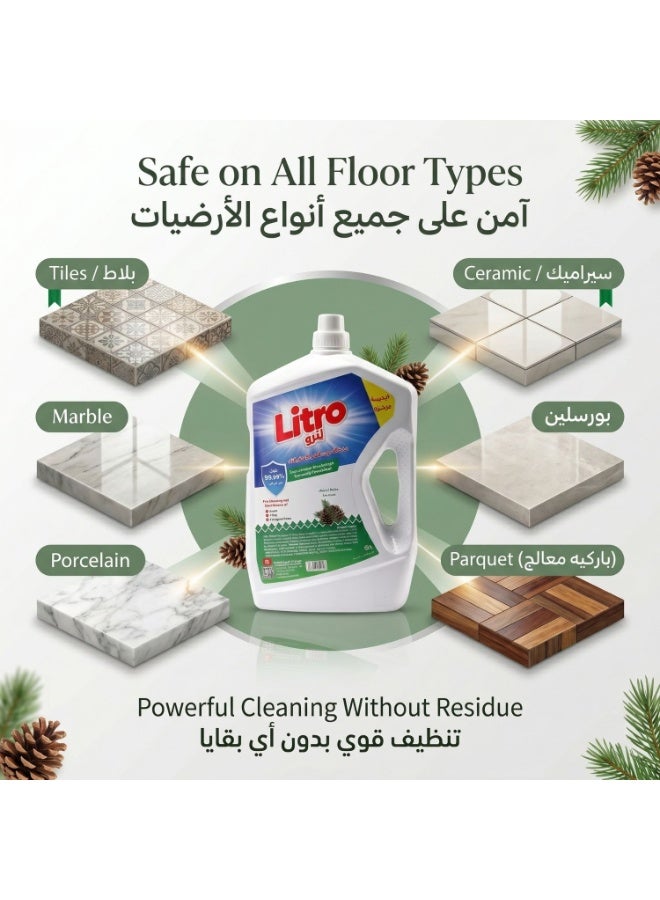 Litro Floor Cleaner Liquid & Disinfectant 4×3L – Natural Pine Fragrance – Bulk Floor Cleaning Liquid, Powerful Floor Disinfectant for Deep Cleaning, Home & Commercial Use - Image 5