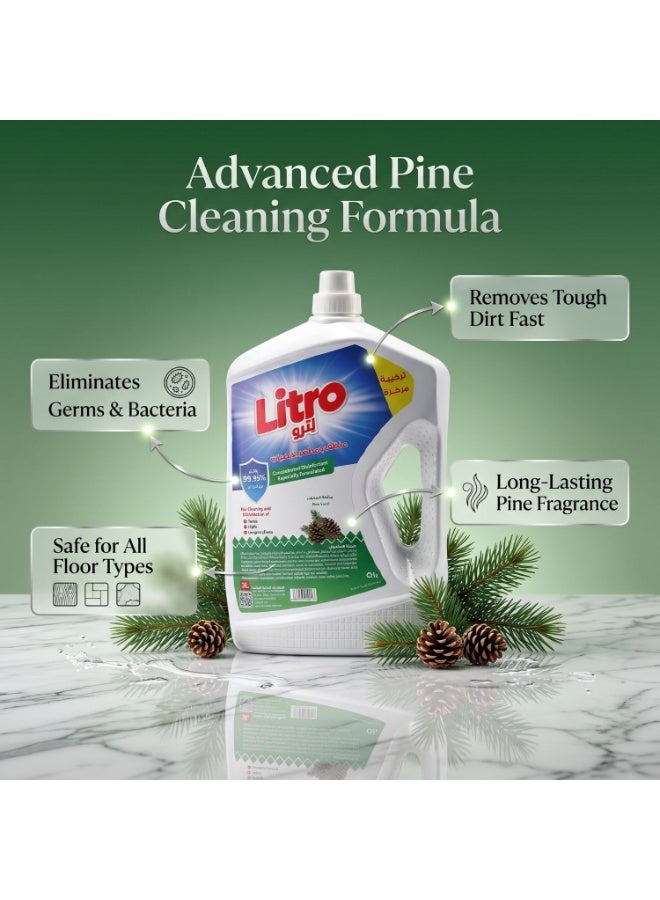 Litro Floor Cleaner Liquid & Disinfectant 4×3L – Natural Pine Fragrance – Bulk Floor Cleaning Liquid, Powerful Floor Disinfectant for Deep Cleaning, Home & Commercial Use - Image 3