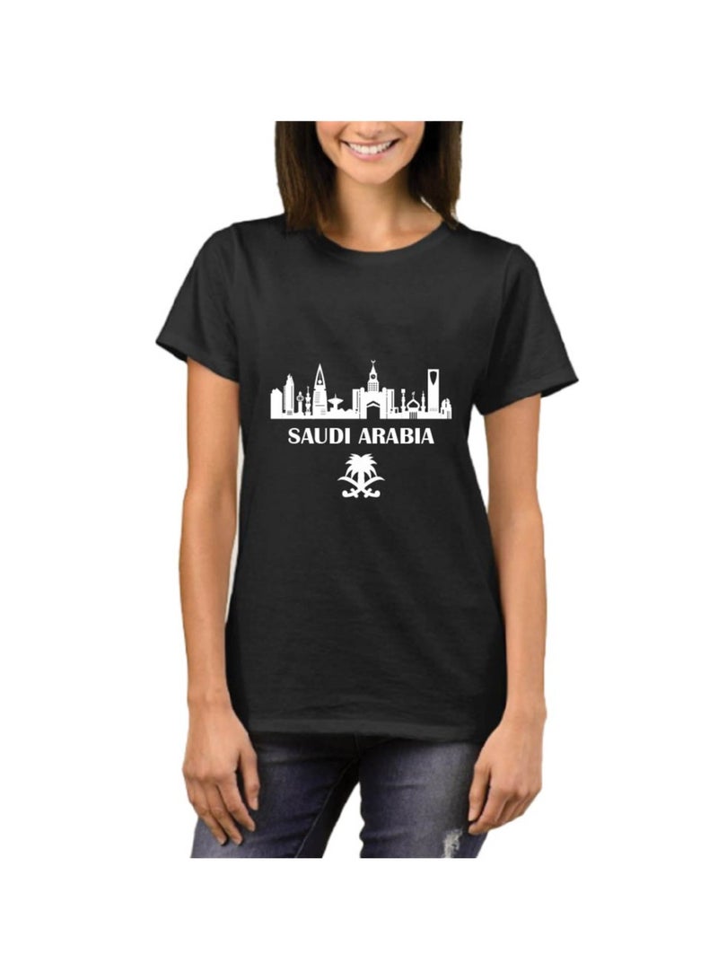 Saudi Arabia National Day Women's T-Shirt – Short Sleeve Round Neck Soft Cotton Tshirt - Perfect For Celebrating Saudi National Day, Events - Image 1