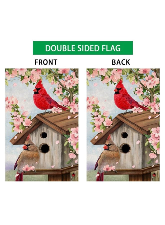BLKWHT Spring Cardinal Bird Garden Flag 12x18 Vertical Double Sided Pink Flowers Tree Summer Farmhouse Holiday Outside Decorations Burlap Yard Flag BW792 - Image 5