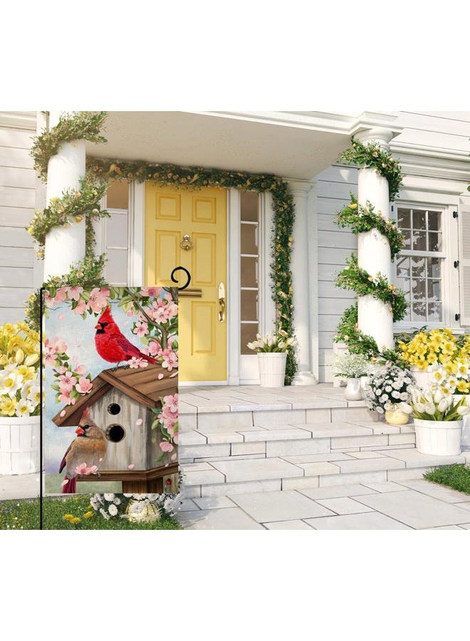 BLKWHT Spring Cardinal Bird Garden Flag 12x18 Vertical Double Sided Pink Flowers Tree Summer Farmhouse Holiday Outside Decorations Burlap Yard Flag BW792 - Image 3
