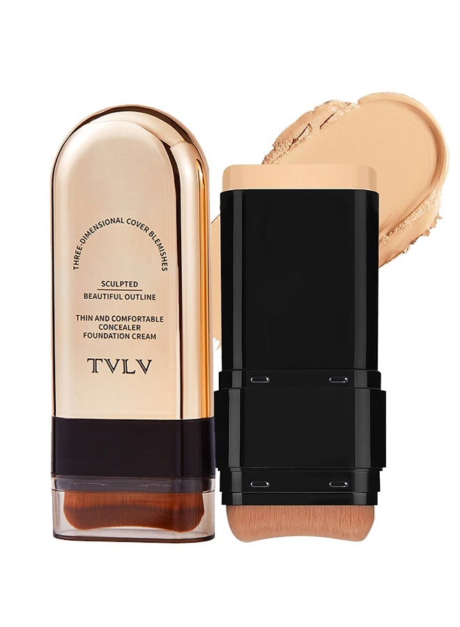 TVLV Concealer Foundation Cream - 2-in-1 Concealer & Foundation Stick Waterproof, Sweat-Resistant,Covers Dark Circles,Flawless Makeup #02 - Image 1
