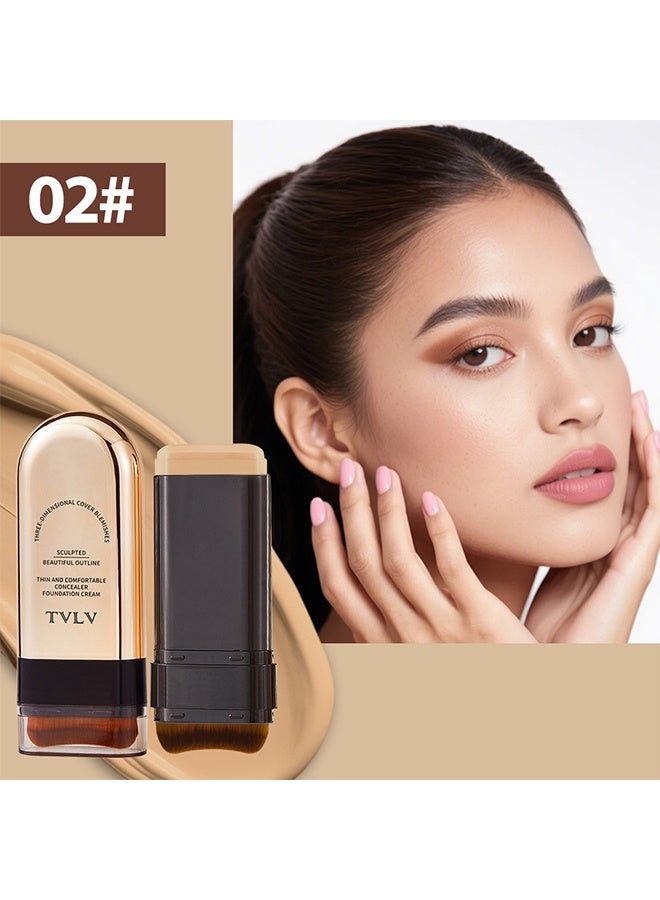 TVLV Concealer Foundation Cream - 2-in-1 Concealer & Foundation Stick Waterproof, Sweat-Resistant,Covers Dark Circles,Flawless Makeup #02 - Image 2