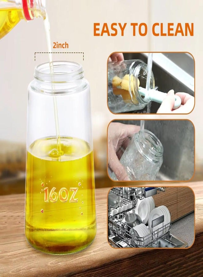 موزع زيت زجاجي 2 في 1 سعة 470 مل - زجاجة رش وسكب للمقلاة الهوائية والسلطة والقلي والشواء - أداة مطبخ مانعة للتسرب لزيت الزيتون والخل. مثالية للطهاة المنزليين أو المطاعم. - Image 3