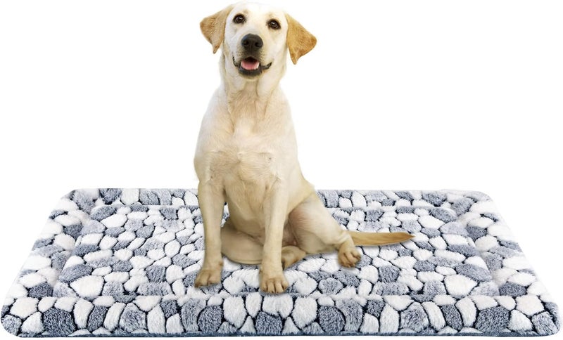 Stylish Dog Crate Pad Bed Mat Reversible (Cool & Warm), Soft Pet Sleeping Mat Dog Bed for Crate Suitable for Small to XX-Large Dogs and Cats, Machine Washable Crate Beds,Grey Stone Pattern