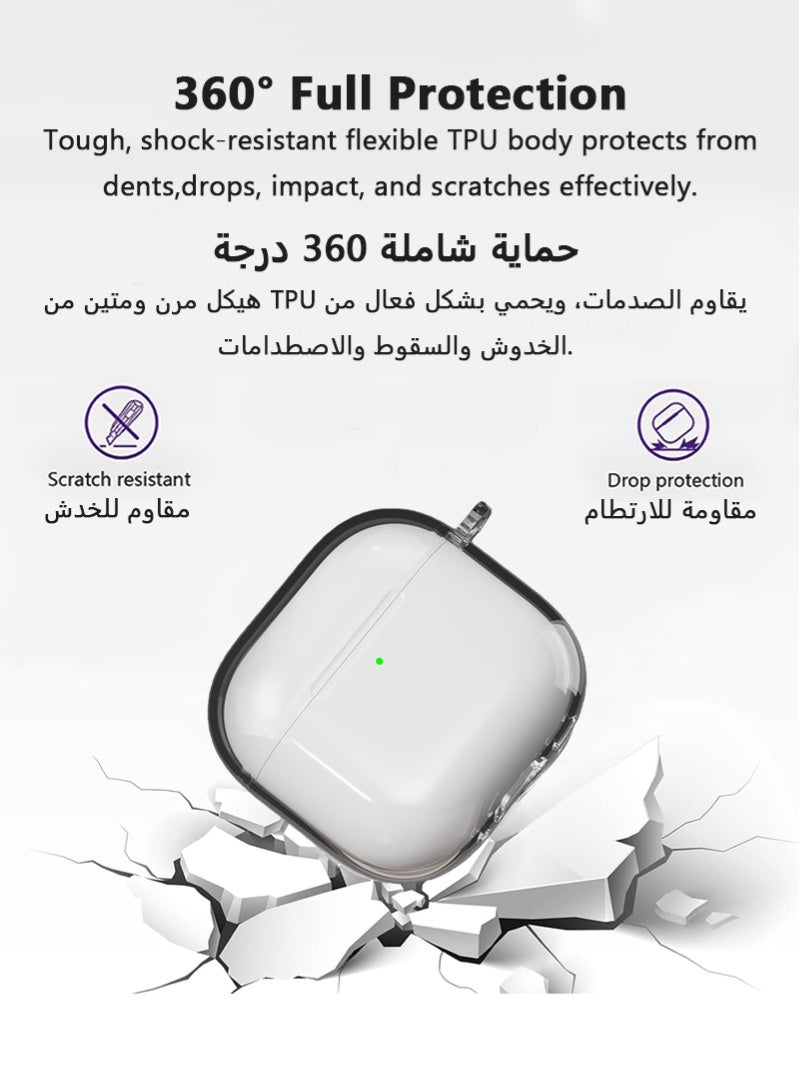 زَافِرَة جراب ايربودز 4 الواقي | غلاف سماعة ايربودز 4 المقاوم للصدمات من TPU ناعم - شفاف - Image 5