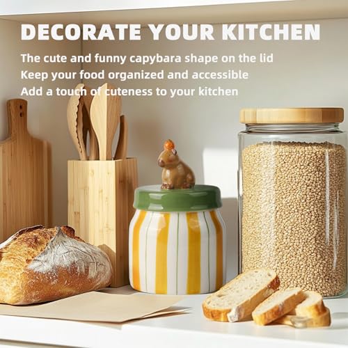 DIF DECO Capybara Cookie Jars for Kitchen Counter Decorative,Unique Ceramic Food Storage with Airtight Lid, Sugar Canisters for Office, Containers for Tea, Ground Coffee, Nuts, Beans, Spices, Cereal - Image 5