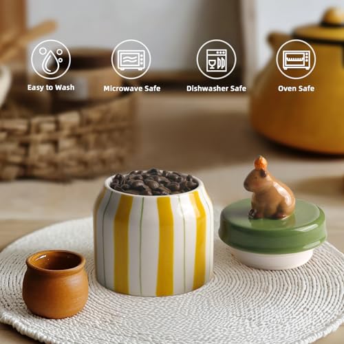 DIF DECO Capybara Cookie Jars for Kitchen Counter Decorative,Unique Ceramic Food Storage with Airtight Lid, Sugar Canisters for Office, Containers for Tea, Ground Coffee, Nuts, Beans, Spices, Cereal - Image 4