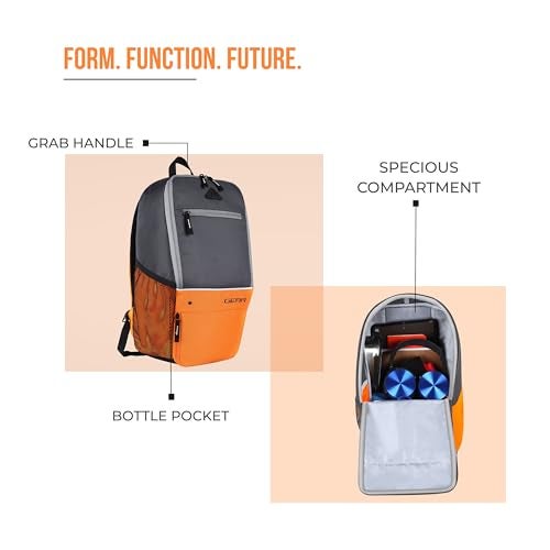 Gear Superior XL 16"/17L Small Water Resistant Backpack | Casual Backpack | College Bag |Travel Bag For Men/Women (Grey - Orange) - Image 5