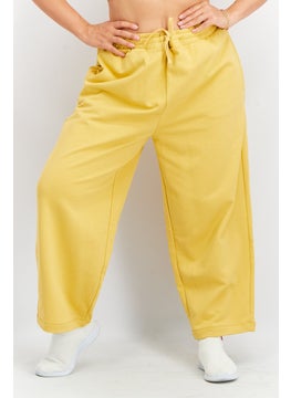 Women Drawstring Pull-On Jogger Pants, Natural Yellow