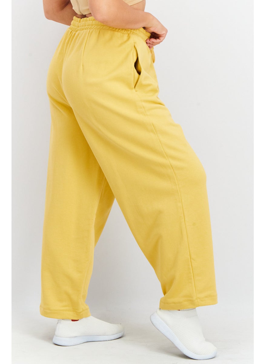 NAH/ Studio - Women Drawstring Pull-On Jogger Pants, Natural Yellow - Image 1