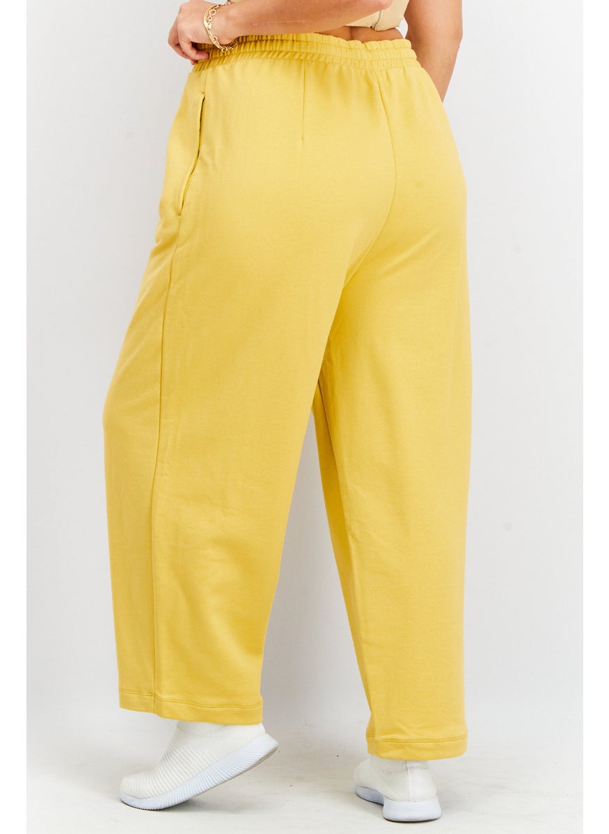 NAH/ Studio - Women Drawstring Pull-On Jogger Pants, Natural Yellow - Image 1